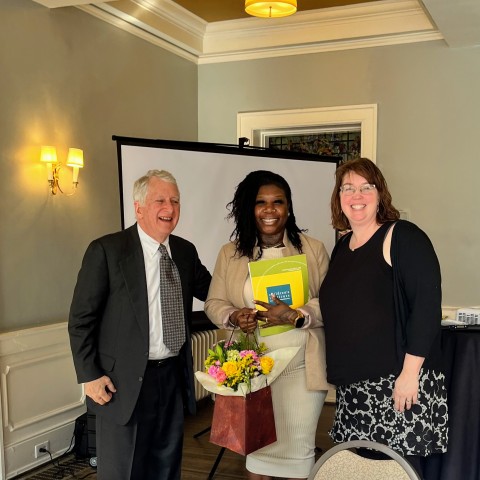 Featured speaker Relecia Person with Program Coordinator Linda Murray and Interim Executive Director Terry Hartmann.